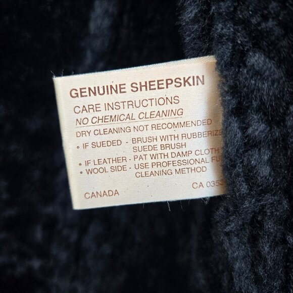 Vintage 80s Black Sheepskin Coat Womens Size M Mid Length Medusa Head Buttons - Picture 15 of 15